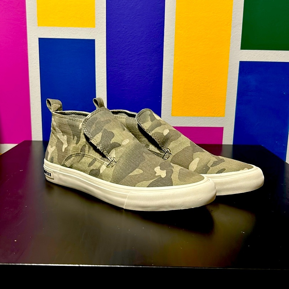 Seavees Camouflage Huntington Middie Saltwash Herringbone Twill Slip On Sneakers